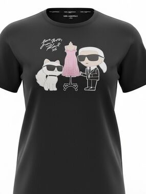 Karl Lagerfeld Black Tee Large embellished with rhinestones New black